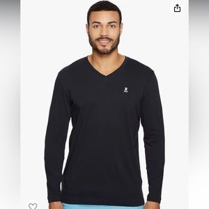 Psycho Bunny Mens Long Sleeve  V-Neck Tee